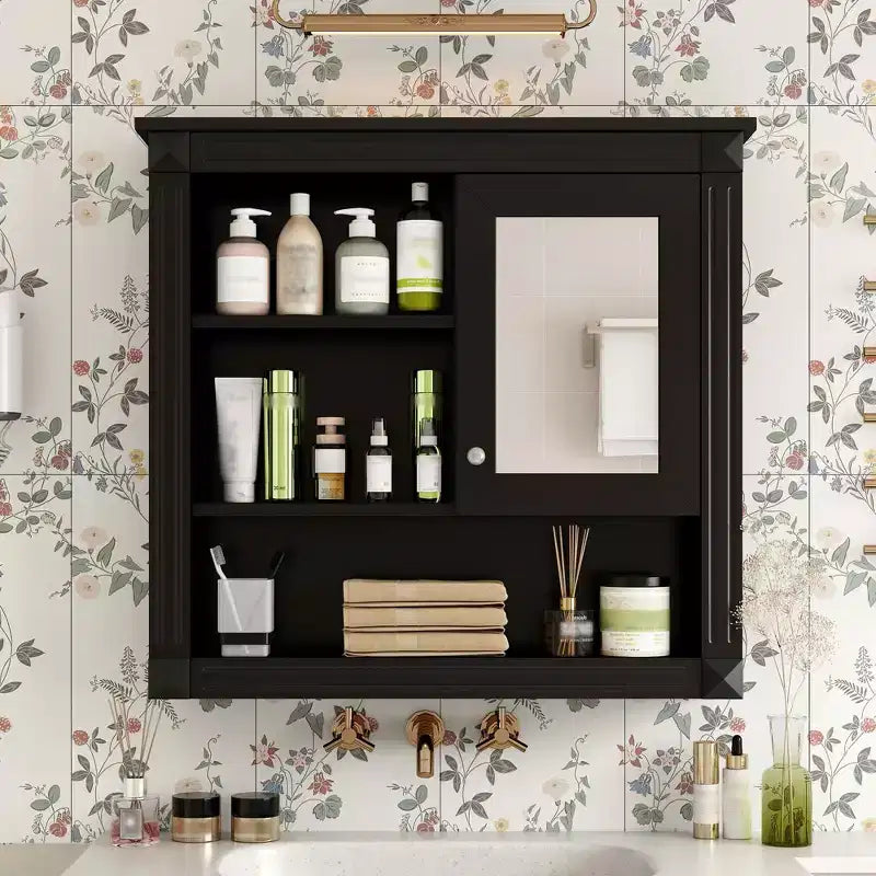 Meuble mural de salle de bain avec miroir Armoire à pharmacie murale avec 4 étagères