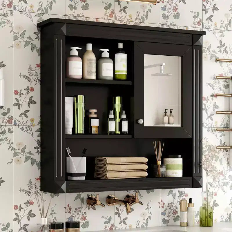 Meuble mural de salle de bain avec miroir Armoire à pharmacie murale avec 4 étagères