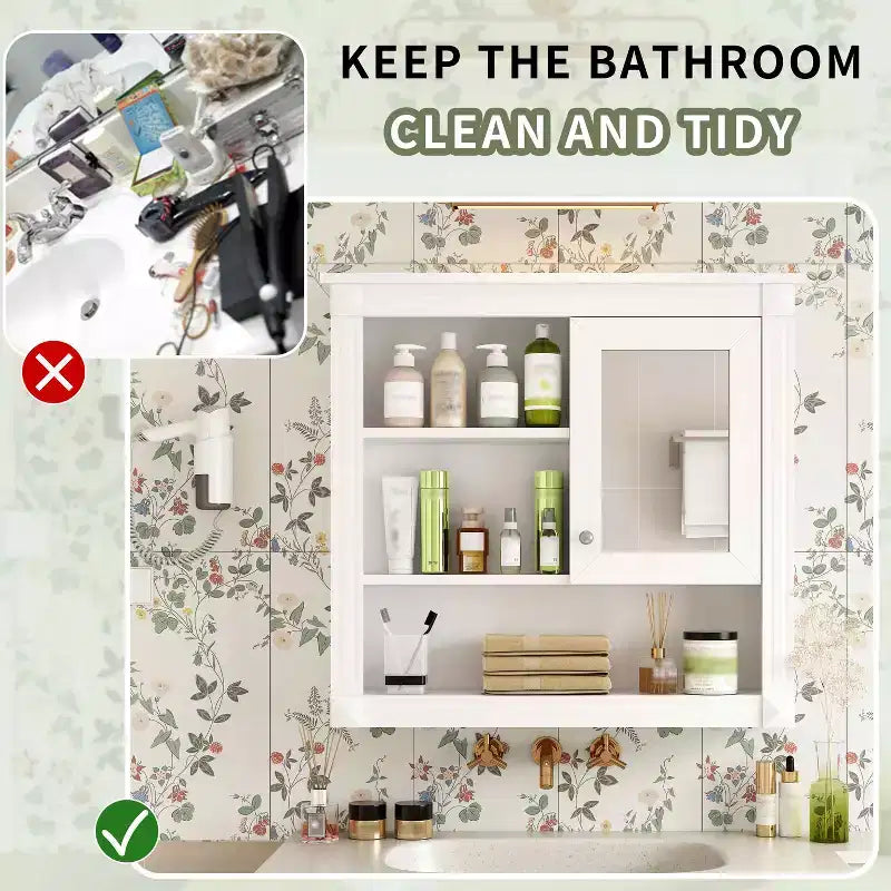 Armoire Murale de Salle de Bain avec Miroir Armoire à Pharmacie Murale avec 4 Étagères