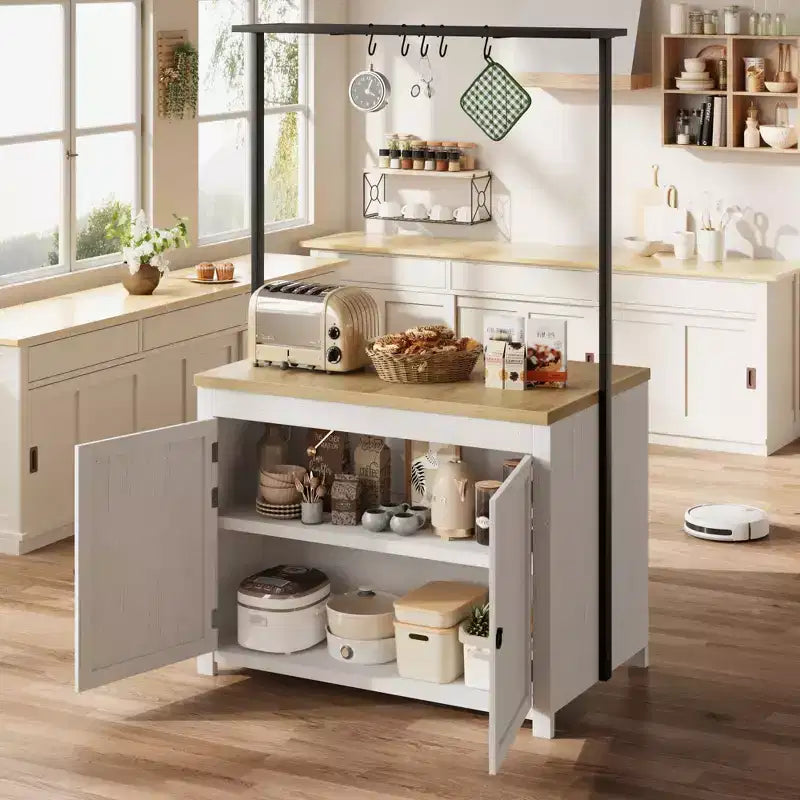 Îlot de cuisine de 42 pouces avec rangement, chariot de cuisine robuste, îlot mobile