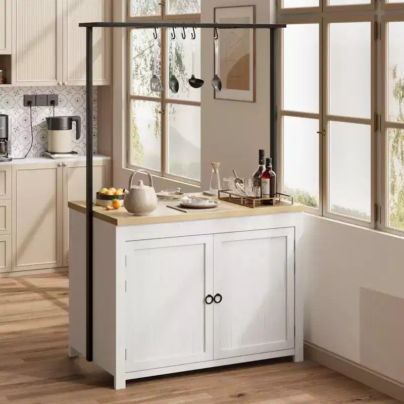 Îlot de cuisine de 42 pouces avec rangement, chariot de cuisine robuste, îlot mobile
