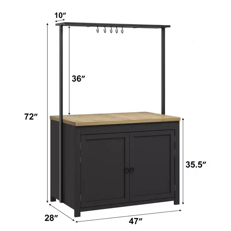Îlot de cuisine de 42 pouces avec rangement, chariot de cuisine robuste, îlot mobile