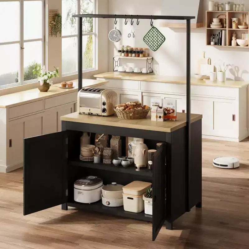 Îlot de cuisine de 42 pouces avec rangement, chariot de cuisine robuste, îlot mobile