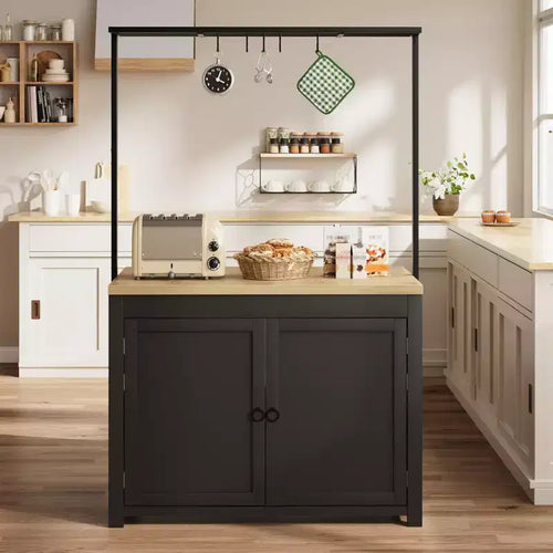 Îlot de cuisine de 42 pouces avec rangement, chariot de cuisine robuste, îlot mobile