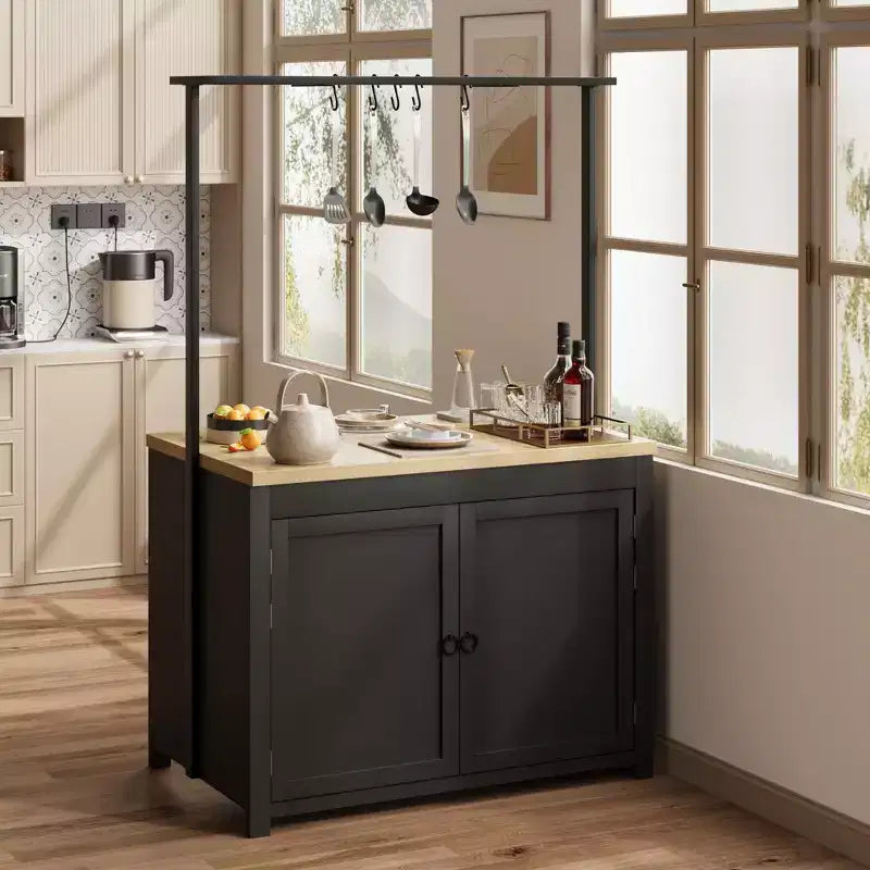 Îlot de cuisine de 42 pouces avec rangement, chariot de cuisine robuste, îlot mobile
