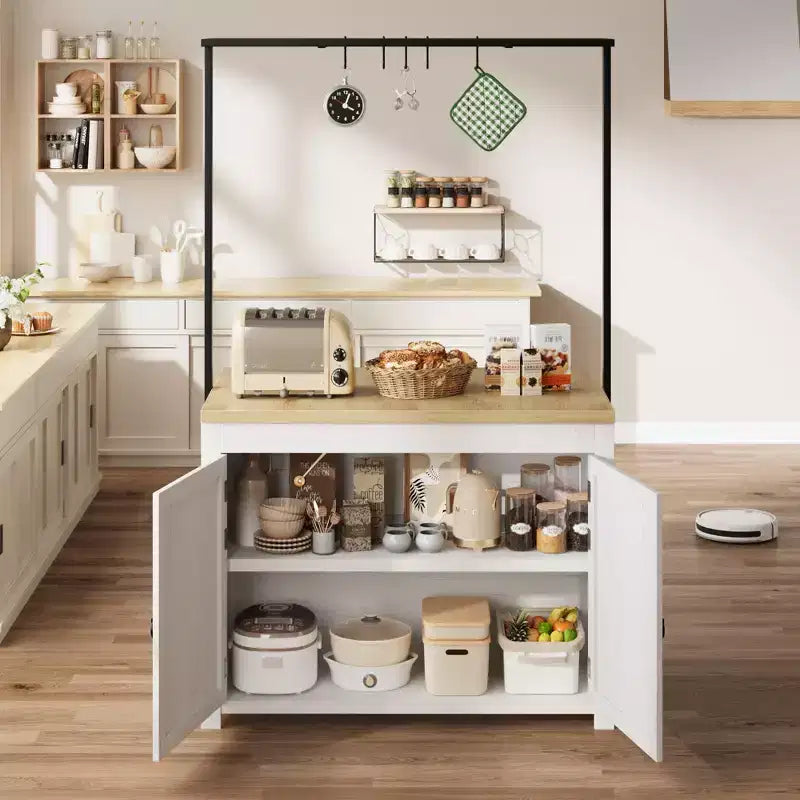 Îlot de cuisine de 42 pouces avec rangement, chariot de cuisine robuste, îlot mobile