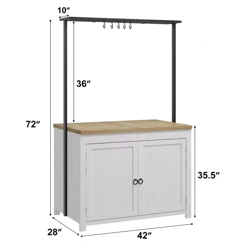 Îlot de cuisine de 42 pouces avec rangement, chariot de cuisine robuste, îlot mobile