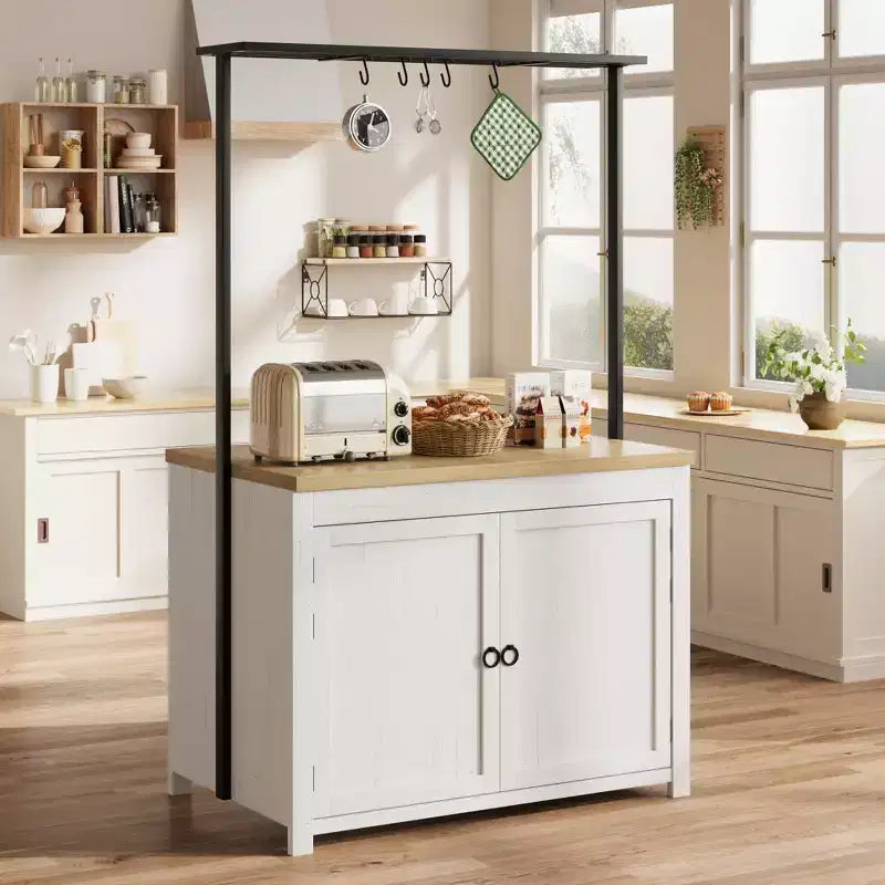 Îlot de cuisine de 42 pouces avec rangement, chariot de cuisine robuste, îlot mobile