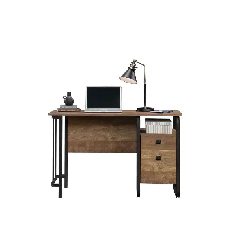 Bureau en bois composite avec tiroirs de rangement, chêne