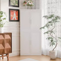 MAYEERTY Modern 4 Doors Utility Storage Cabinets Efficient Storage for Living Room Dining Room Bedroom White 2 Piece
