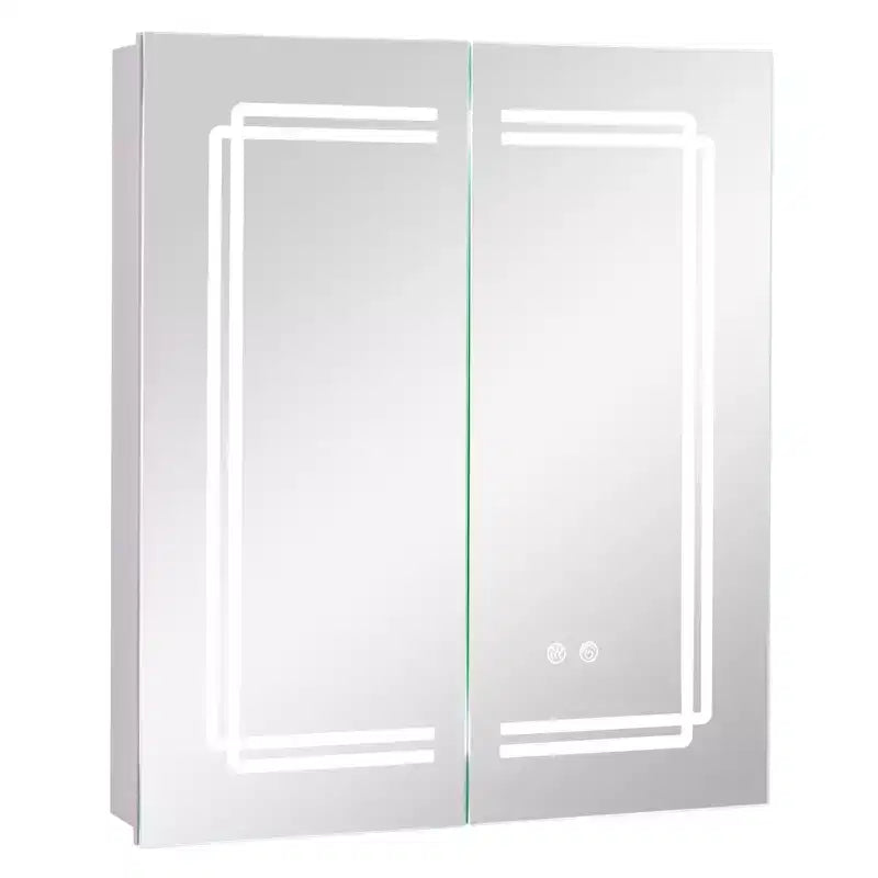 Costway 23.5 x 27.5 Inch Bathroom Medicine Cabinet w/ Mirror LED Lighted Mirror Cabinet