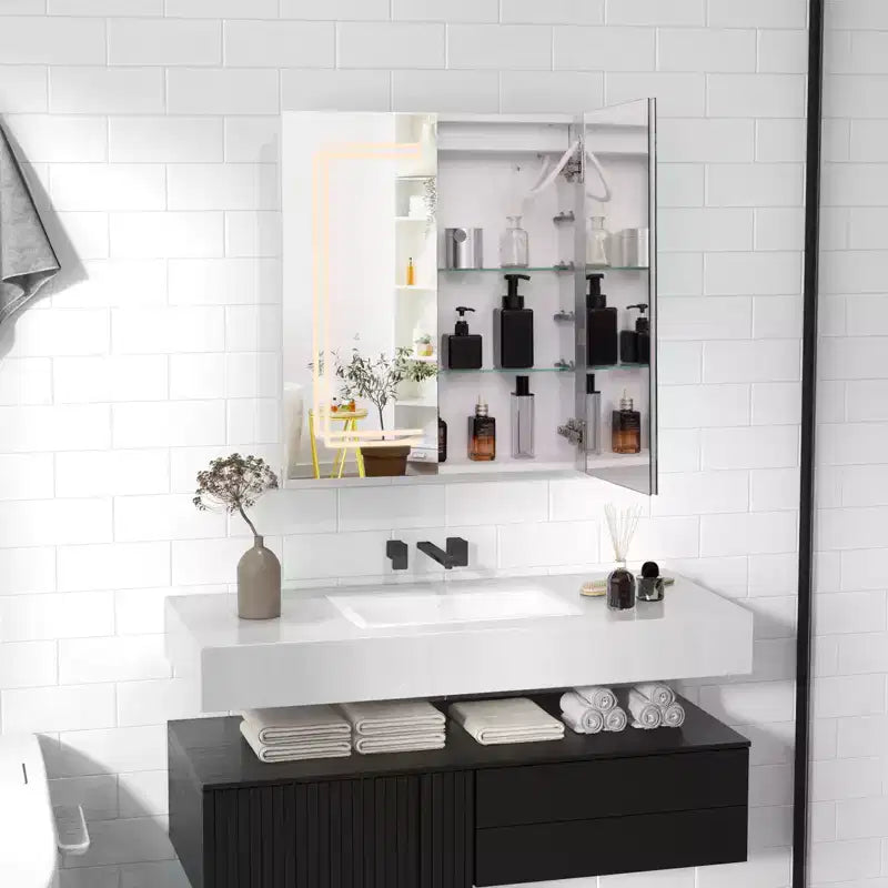 Armoire de toilette avec miroir et éclairage LED