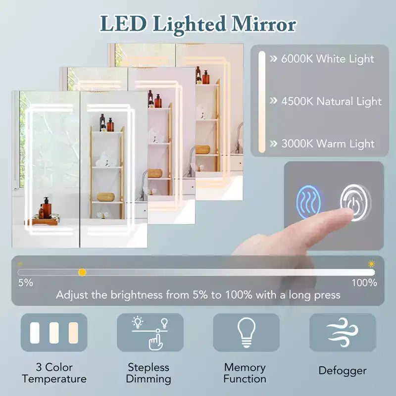 Armoire de toilette avec miroir et éclairage LED