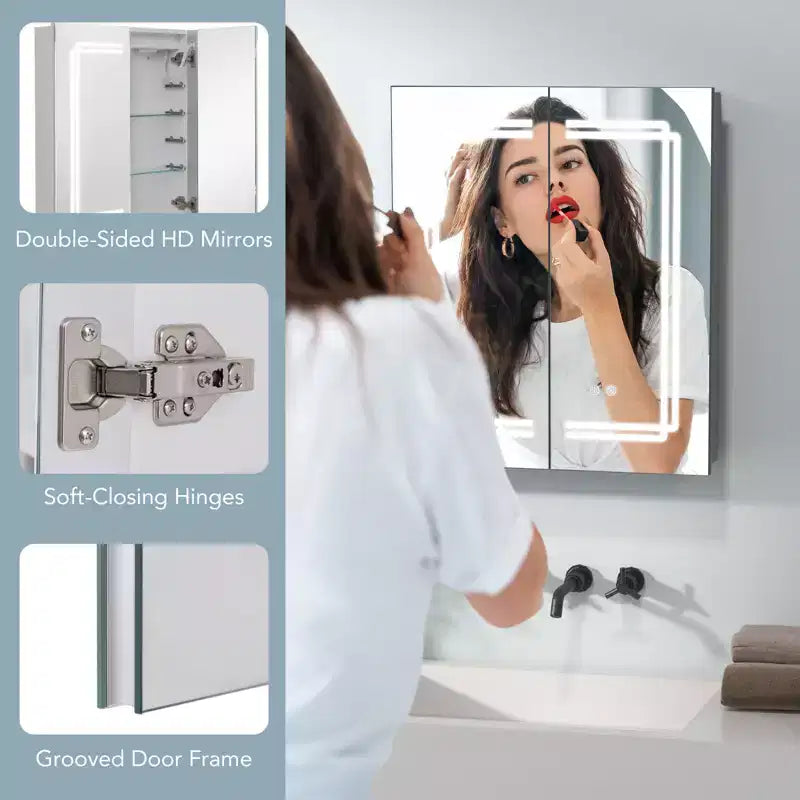 Armoire de toilette avec miroir et éclairage LED
