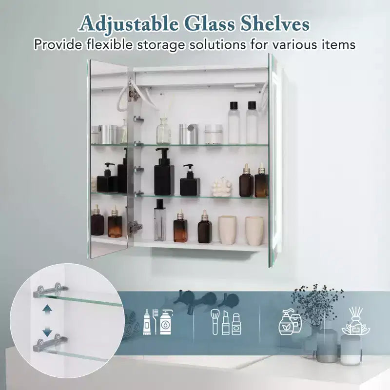 Armoire de toilette avec miroir et éclairage LED