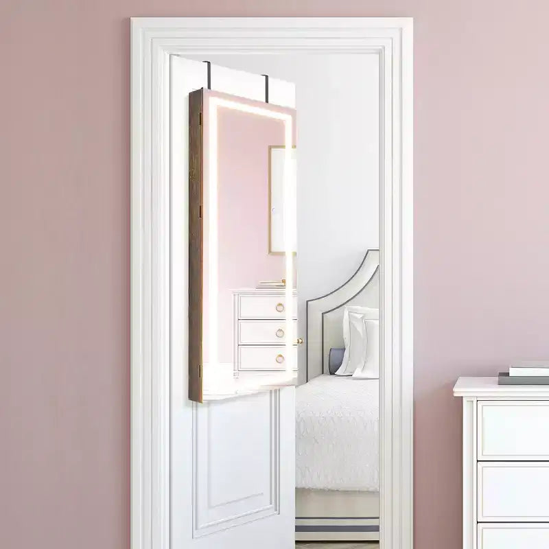 Armoire à bijoux miroir LED murale/à suspendre avec 3 lumières de couleur