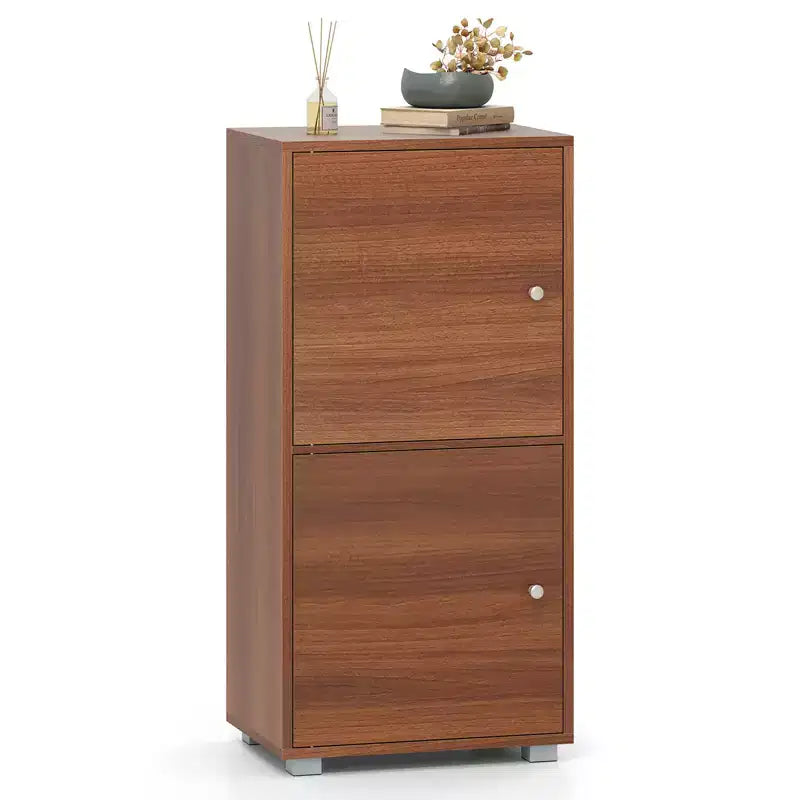 Costway 2-Door Storage Cabinet w/ Adjustable Shelves Kitchen Buffet Cabinet w/ 2 Doors