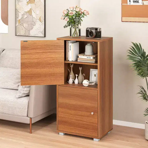 Meuble de rangement 2 portes avec étagères réglables Buffet de cuisine avec 2 portes