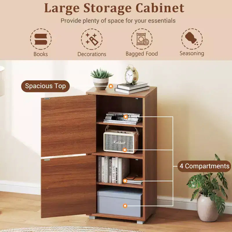 Meuble de rangement 2 portes avec étagères réglables Buffet de cuisine avec 2 portes