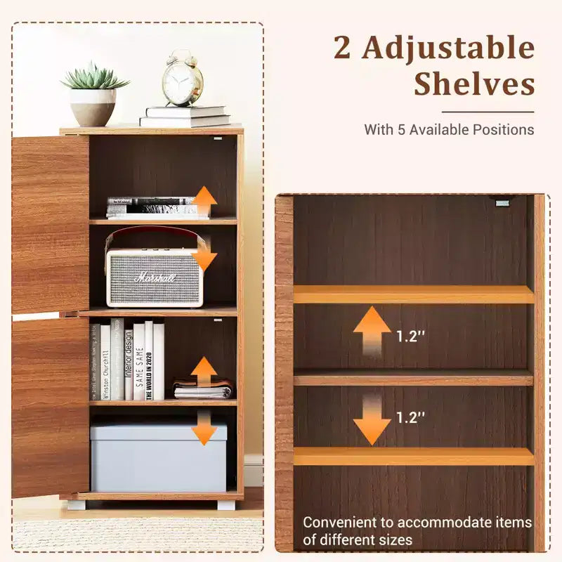Meuble de rangement 2 portes avec étagères réglables Buffet de cuisine avec 2 portes