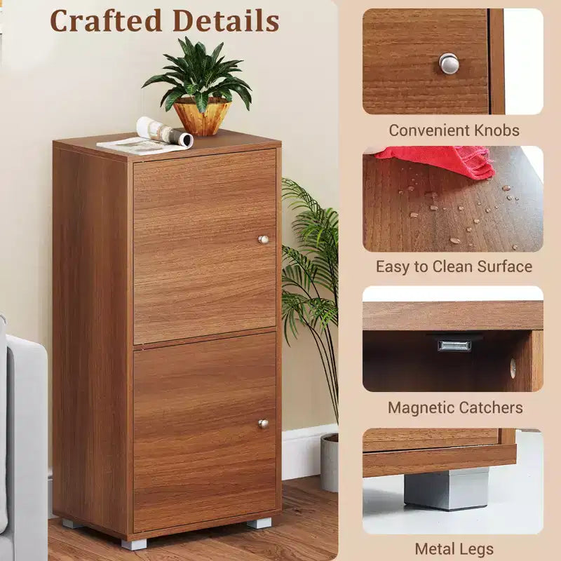 Meuble de rangement 2 portes avec étagères réglables Buffet de cuisine avec 2 portes