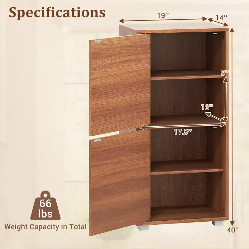 Meuble de rangement 2 portes avec étagères réglables Buffet de cuisine avec 2 portes