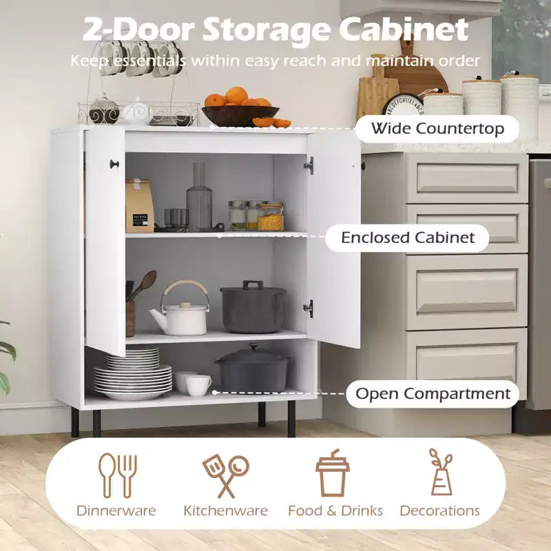 Meuble buffet 2 portes avec étagère réglable pour cuisine