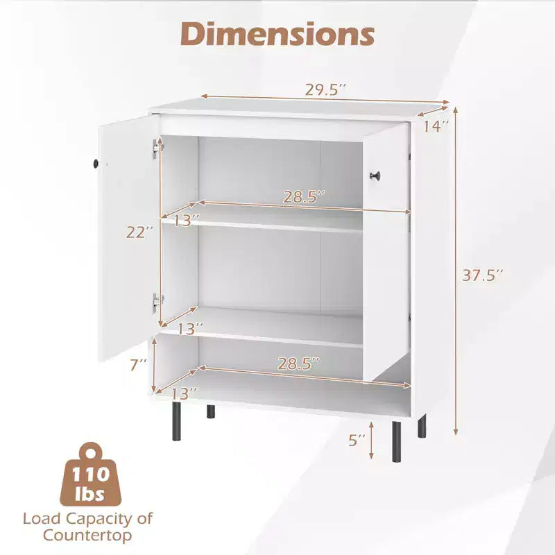 Meuble buffet 2 portes avec étagère réglable pour cuisine
