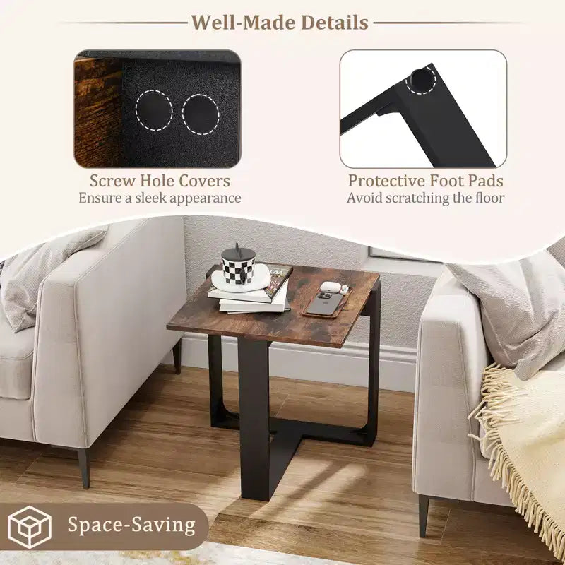 Tables d'appoint industrielles avec cadre en métal pour petits espaces