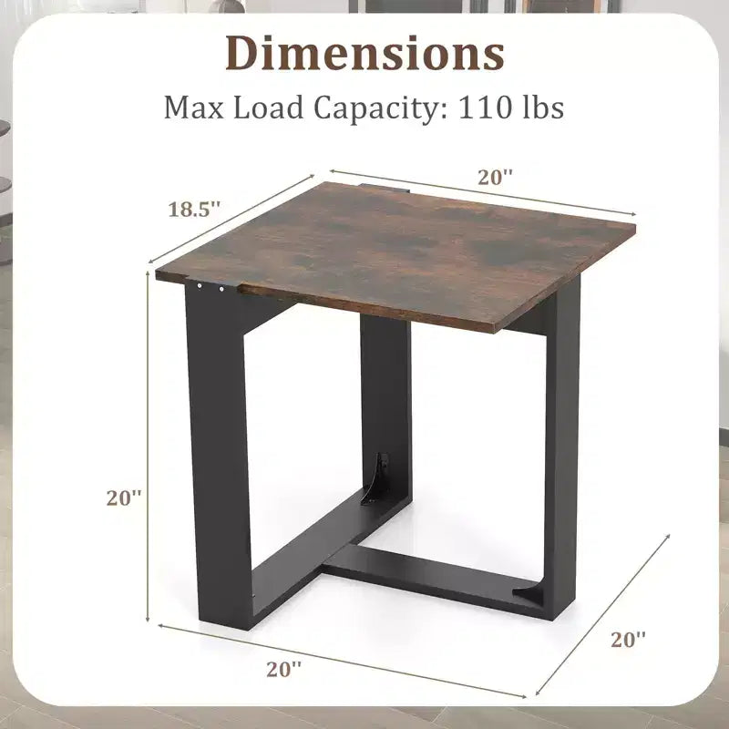 Tables d'appoint industrielles avec cadre en métal pour petits espaces
