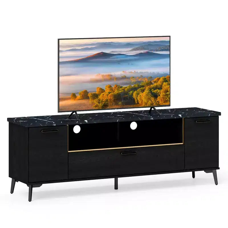 Meuble TV moderne Mid-Century de 63 pouces pour téléviseurs jusqu'à 75 pouces