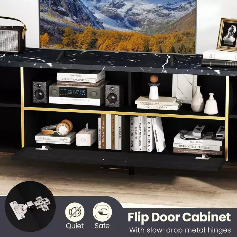 Meuble TV moderne Mid-Century de 63 pouces pour téléviseurs jusqu'à 75 pouces
