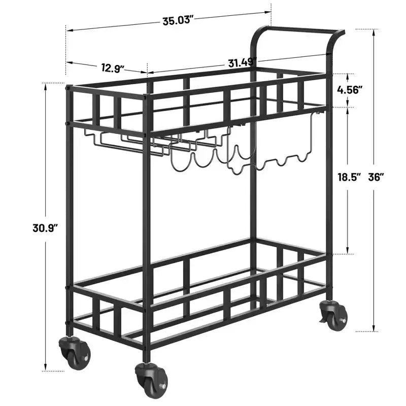 Bar Doré, Desserte de Bar, Chariot à Vin avec 2 Étagères Miroir