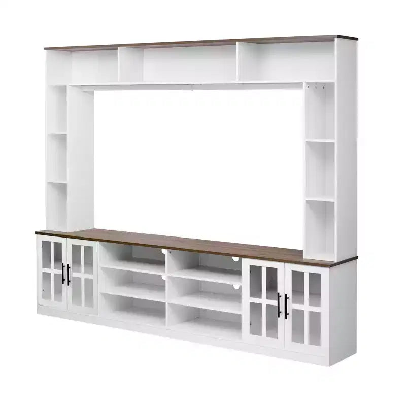 Meuble mural de divertissement avec pont pour téléviseur de 80 pouces, Meuble de rangement pour téléviseur