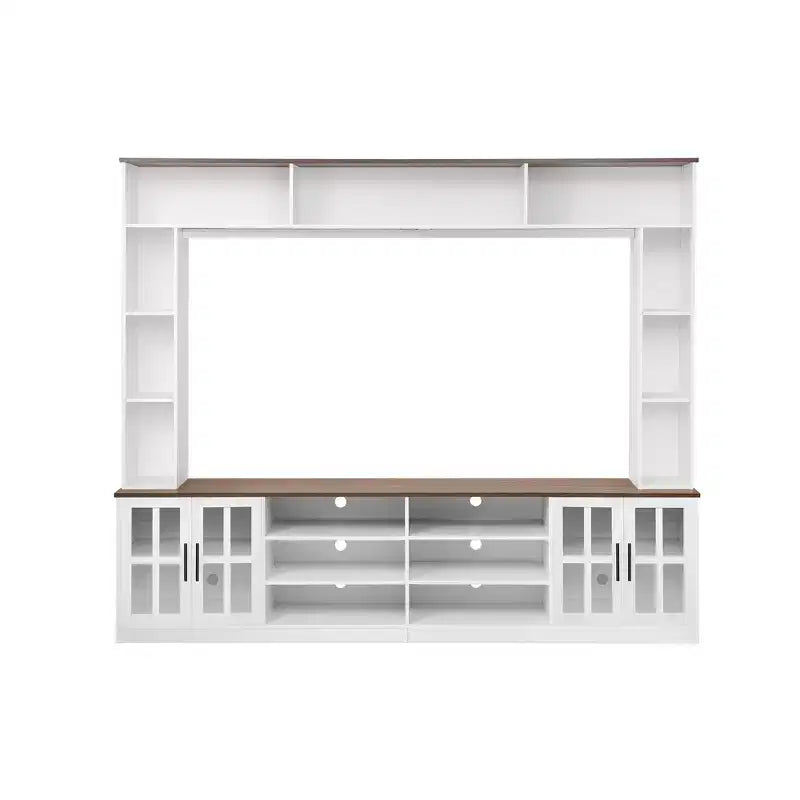Meuble mural de divertissement avec pont pour téléviseur de 80 pouces, Meuble de rangement pour téléviseur