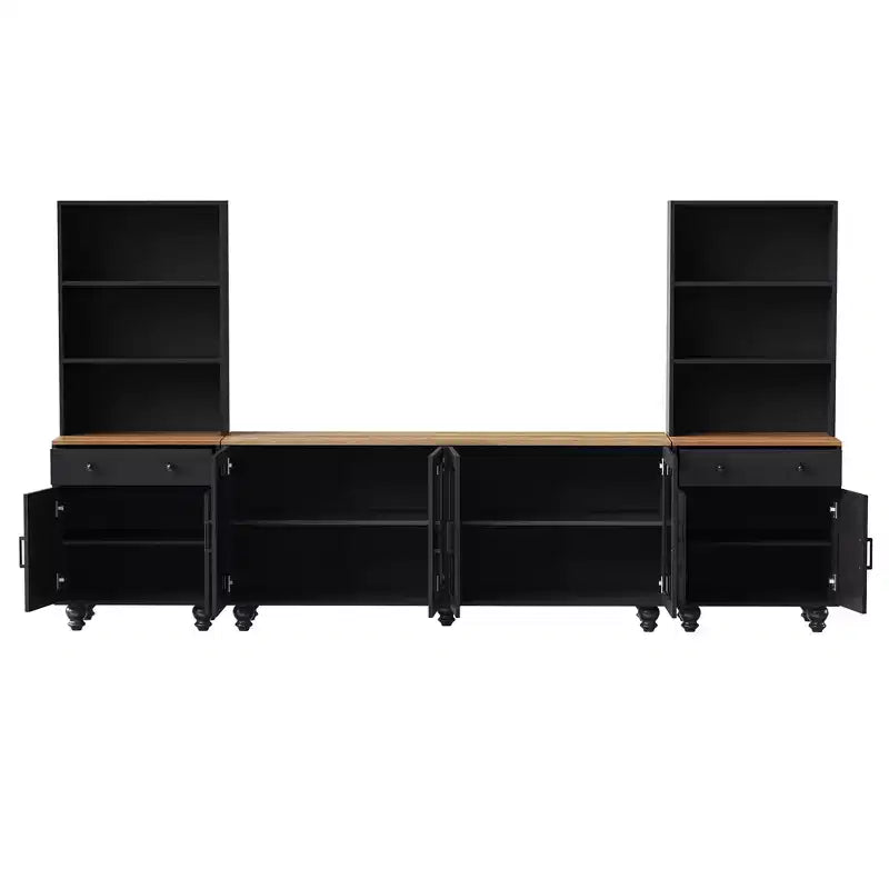 Meuble TV moderne avec étagères pour téléviseur 70 pouces, meuble de rangement TV en bois