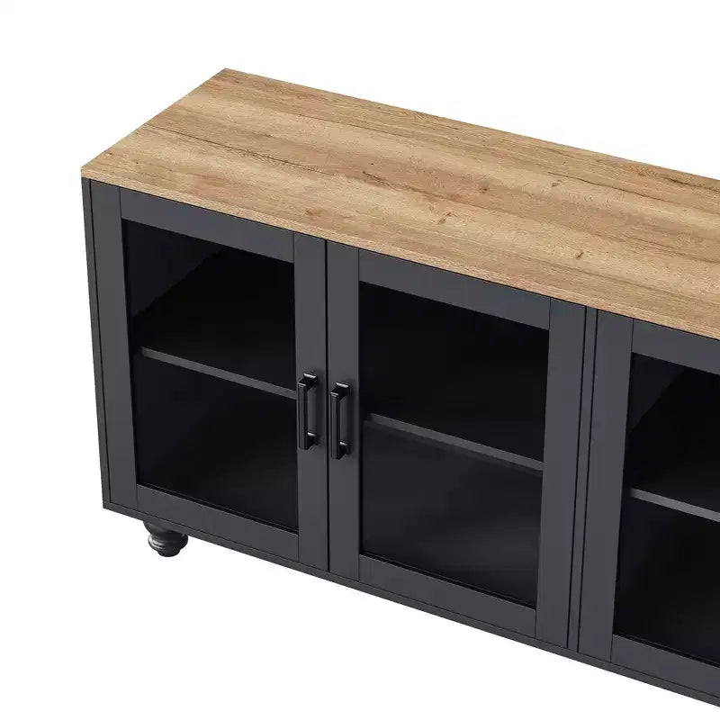 Meuble TV moderne avec étagères pour téléviseur 70 pouces, meuble de rangement TV en bois