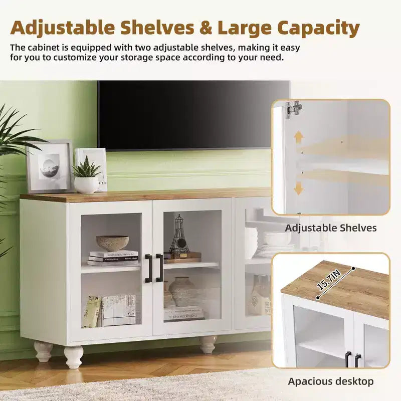 Meuble TV moderne avec étagères pour téléviseur 70 pouces, meuble de rangement TV en bois