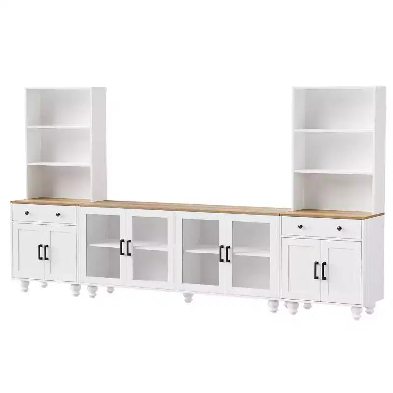 Meuble TV moderne avec étagères pour téléviseur 70 pouces, meuble de rangement TV en bois