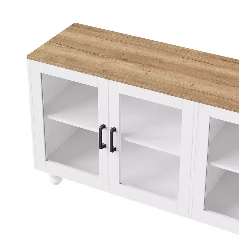 Meuble TV moderne avec étagères pour téléviseur 70 pouces, meuble de rangement TV en bois