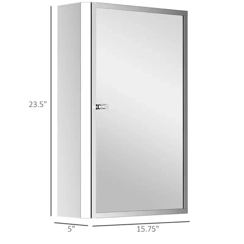 Armoire de toilette avec miroir, armoire à pharmacie verticale 16 x 24 avec cadre en acier inoxydable