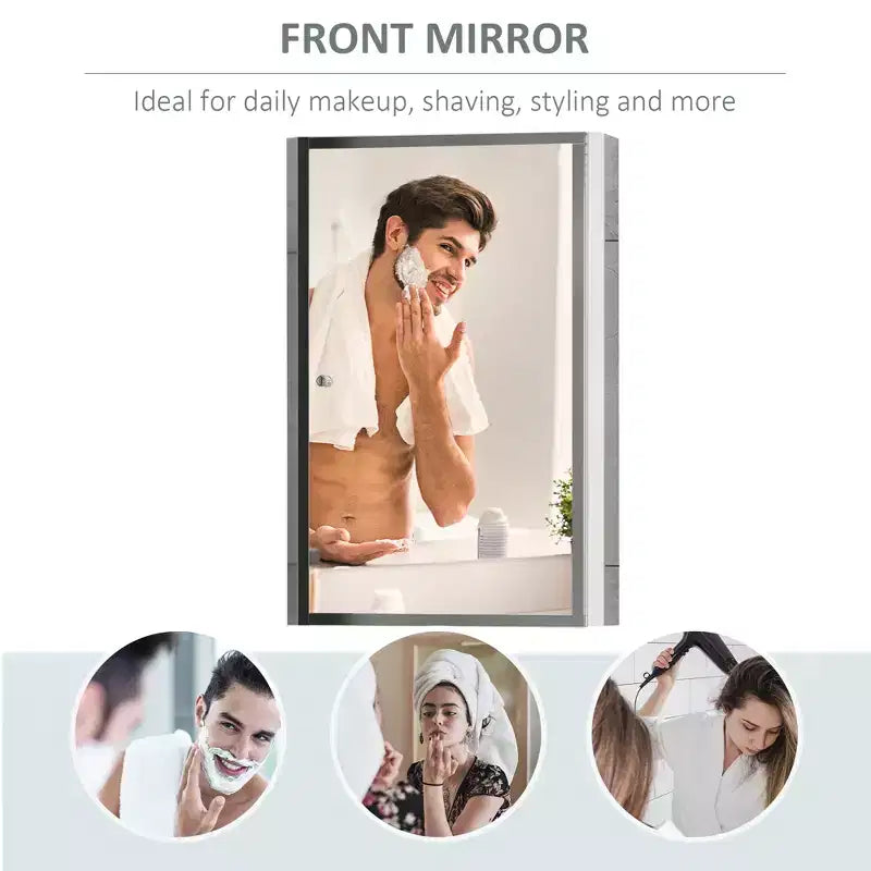 Armoire de toilette avec miroir, armoire à pharmacie verticale 16 x 24 avec cadre en acier inoxydable