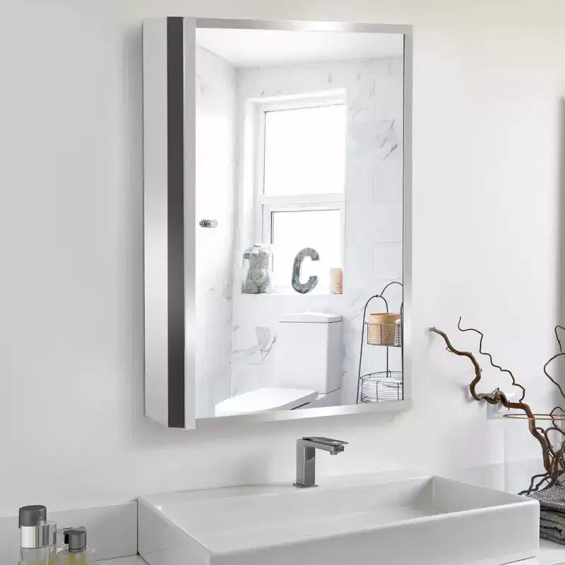 Armoire de toilette avec miroir, armoire à pharmacie verticale 16 x 24 avec cadre en acier inoxydable