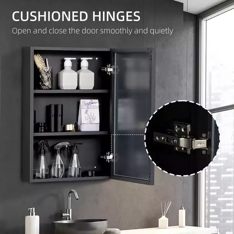 Armoire à pharmacie murale avec miroir, Armoire de toilette en acier inoxydable avec miroir