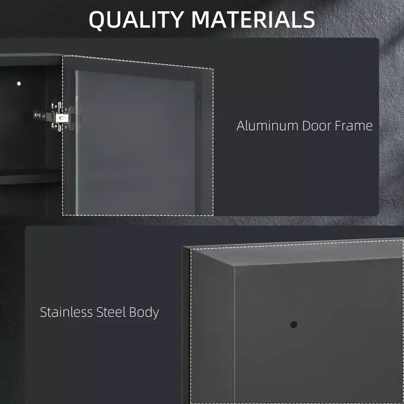 Armoire à pharmacie murale avec miroir, Armoire de toilette en acier inoxydable avec miroir