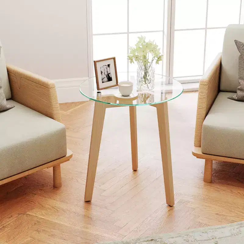 Table d'appoint moderne en verre trempé avec plateau transparent pour le bureau