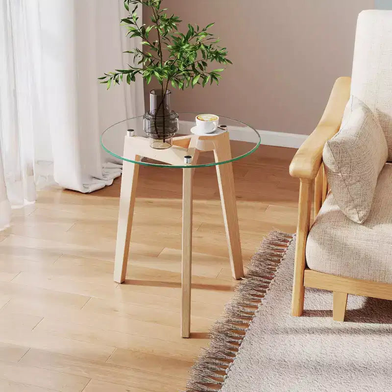Table d'appoint moderne en verre trempé avec plateau transparent pour le bureau
