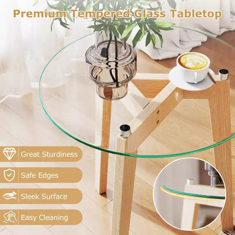 Table d'appoint moderne en verre trempé avec plateau transparent pour le bureau