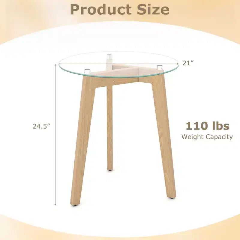 Table d'appoint moderne en verre trempé avec plateau transparent pour le bureau