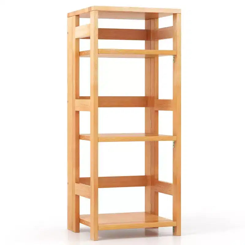 Étagère de Rangement sur Pied à 4 Niveaux avec Cadre en Bois d'Hévéa et Kits Anti-Basculement